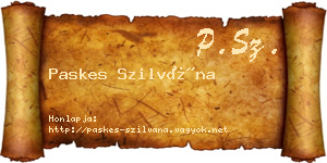 Paskes Szilvána névjegykártya